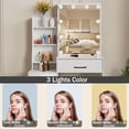 thumbnail image 3 of Ciumeeo Vanity Desk with Mirror and Lights, White Vanity Table with 3 Color Lighting, Makeup Vanity Desk with Charging Station, 4 Drawer Storage, Hidden and Open Shelves, 3 of 8