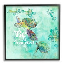 Stupell Be Well Traveled Sea Turtle Swimming Landscape Painting Black Framed Art Print Wall Art