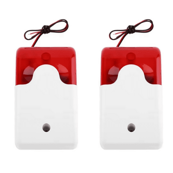 Flash LED Strobe Light Wired Siren 12V Work for Burglar Alarm System Mini Strobe Siren Indicator Light Sound Alarm Siren,2 x Flashing siren horns,White & Red
