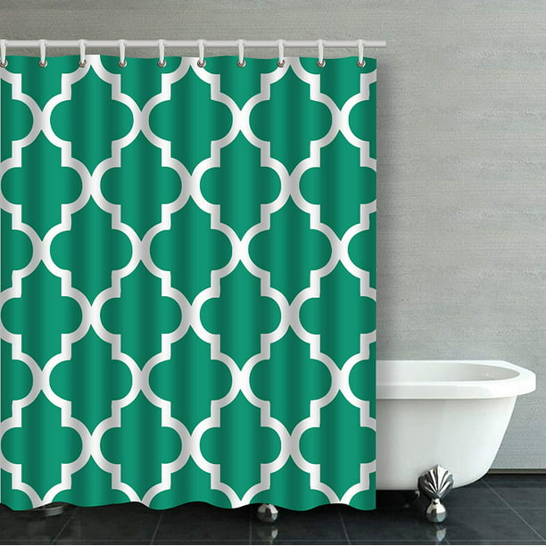 Artjia Emerald Green Moroccan, Emerald Green Shower Curtain