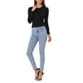 thumbnail image 2 of Unique Bargains Femmes Col Rond Hallowe Casual Slim Fit Tops Chemises à Manches Longues Noir M, 2 of 5