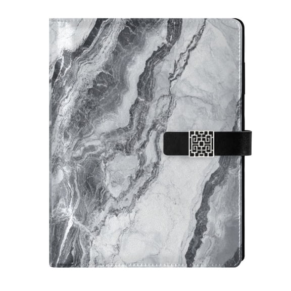 Premium Faux Leather Notebook - Refillable, Multi-Functional Organizer, 23.3x17cm, All-Season Use，Gray Marble