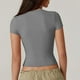 thumbnail image 3 of Tops de manga corta para salir para mujer - Corte ajustado muy elástico, tejido como una segunda piel, fibras sostenibles, silueta favorecedora para fiestas y clubes de playa, 3 of 5