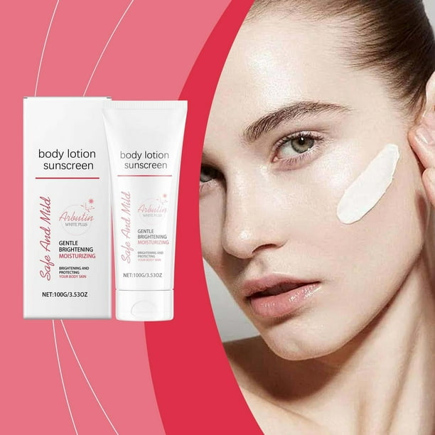 Protector solar 100g | Hidratante y humectante | Fórmula ligera, no grasa y aclaradora | Protección solar de amplio espectro | Reduce manchas oscuras y tono desigual | Uso facial y corporal al aire