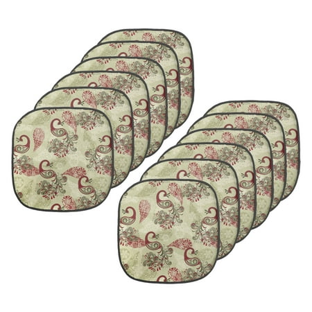 

Peacock Chair Seating Cushion Set of 12 Winter Pattern Peacocks Snowflakes Floral Paisley Ornate Seat Pads for Office with Anti-slip Backing 16 x16 Ruby Olive Green Cream by Ambesonne