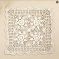 thumbnail image 3 of 15.75 Inch Vintage Beige Cotton Handmade Crochet Doilies, Square Lace Table Doilies & Placemats for Home, Kitchen, Coffee Table, Wedding & Party Decor, 3 of 7