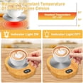 thumbnail image 5 of Coffee Mug Warmer, Abs Smart Beverage Cup Warmer, Battery Operated Candle Warmer Plate, 55-65°c Tea Cup Warmer, USB Rechargeable, Wood Style Warmer Plate, Touch Control Coffee Heater for Tea Coffee, 5 of 5