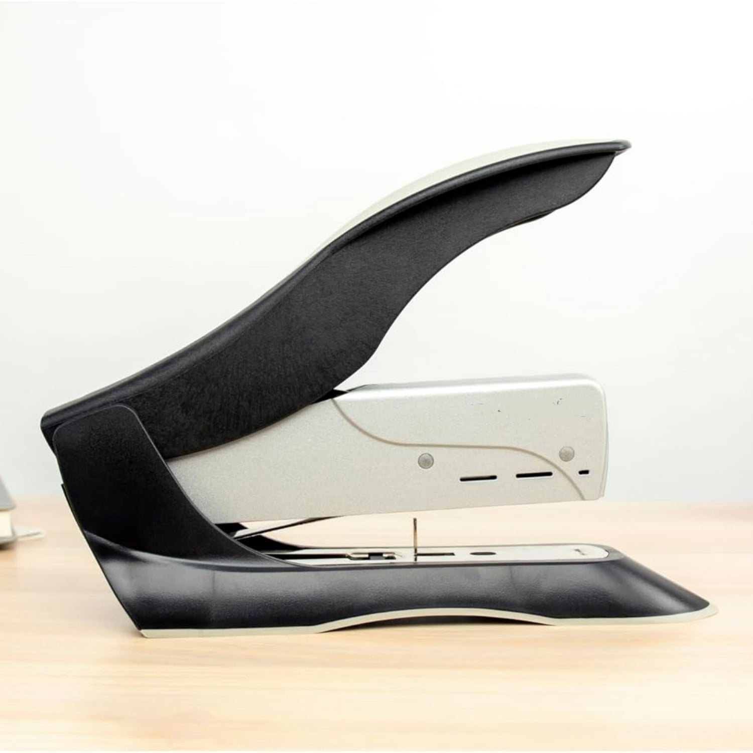 Heavy Duty Stapler - Two Fingers, No Effort, Spring Powered Stapler - 100 Sheets, Gray