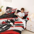 thumbnail image 3 of Manfei Sporty Motocross Queen Sheets，Classic Sports Art Queen Sheet Sets，Black Red,4 Pieces,1 Flat Sheet, 1 Fitted Sheet and 2 Pillowcases, 3 of 6