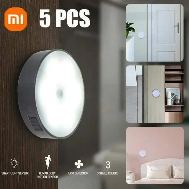 Xiaomi Night Light LED With PIR Motion Sensor Rechargeable USB Kitchen Cabinet Night Lamp For Bedroom Room Decoration White light1 PCS 3 PCS