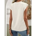 thumbnail image 2 of Womens Round Neck Solid Cap Sleeve Tee Summer Blouse For Women, 2 of 6