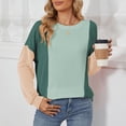 thumbnail image 2 of HUITKMM Tshirts 2024 Autumn and Winter Color Contrast Long Sleeve Loose Thread Stitching T Shirt, 2 of 9