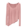 thumbnail image 2 of Mifsaly Asymmetric Hem Tops for Women Crewneck Long Sleeve Cover Up Lightweight Breathable Pullover Top Casual Loose Fit Tunic Tee, 2 of 5