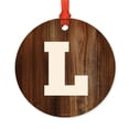 thumbnail image 1 of Metal Christmas Ornament, Monogram Letter L, Rustic Wood, Includes Ribbon and Gift Bag, 1 of 2