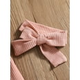 thumbnail image 4 of Kiapeise Toddler Girls Knitted Dress Ribbed Solid Color Long Sleeve Dress with Headband, 4 of 9