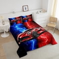 thumbnail image 4 of Erosebridal Twin Race Car Comforter Set,Red and Blue Sports Car Bedding Set,Tie Dye Lightnings Down Comforter,Racing Car Reversible Bed Set with 1 Pillowcase Warm, 4 of 7