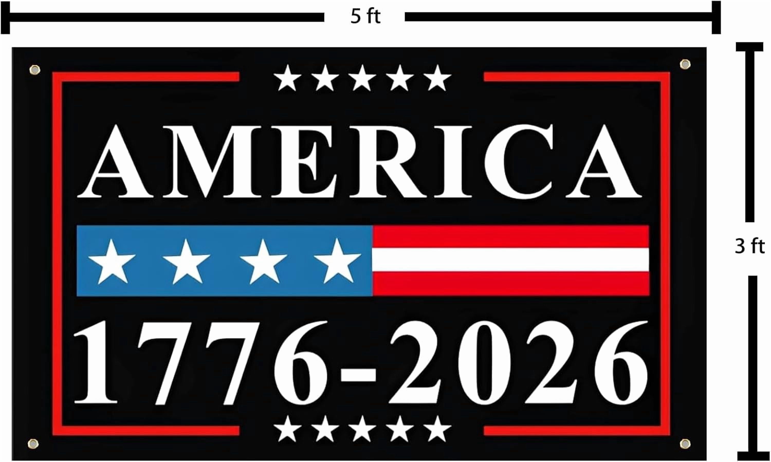USA 250th Anniversary Celebration Flag, Polyester Banner with Grommets, 3x5 Feet, Special Edition America 250