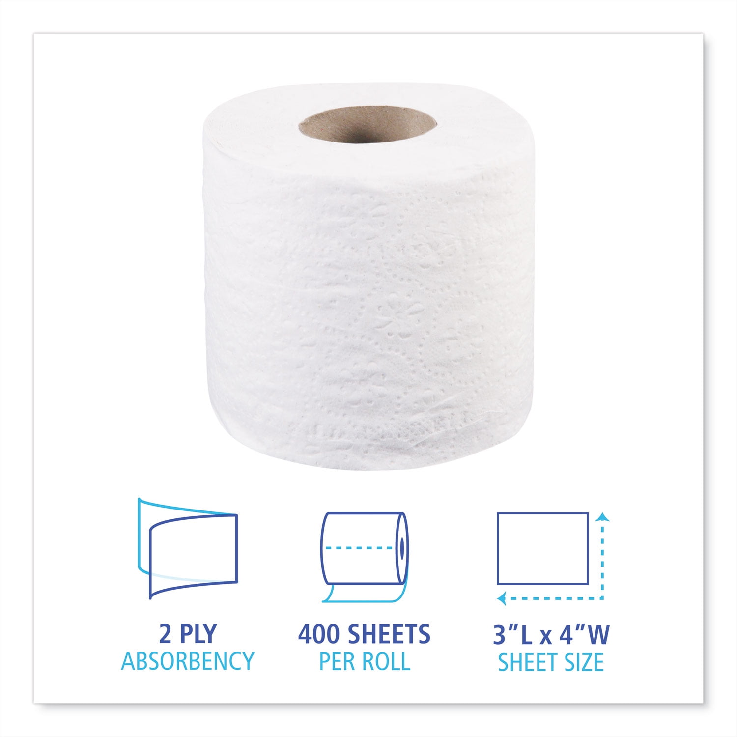Boardwalk Two-Ply Toilet Tissue, Septic Safe, White, 4 x 3, 400 Sheets/Roll, 96 Rolls/Carton -BWK6144 - 1