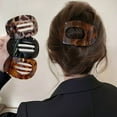 thumbnail image 3 of 4-piece/set women's fashionable oval hair clip, newly designed leopard print glossy curved flat hair clip, acrylic flat hair accessory, 3 of 11