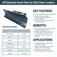 thumbnail image 2 of AGT 79" Hydraulic Skid Steer Dozer Blade Universal Skid Steer Snow Plow | AGT-SPA84, 2 of 7