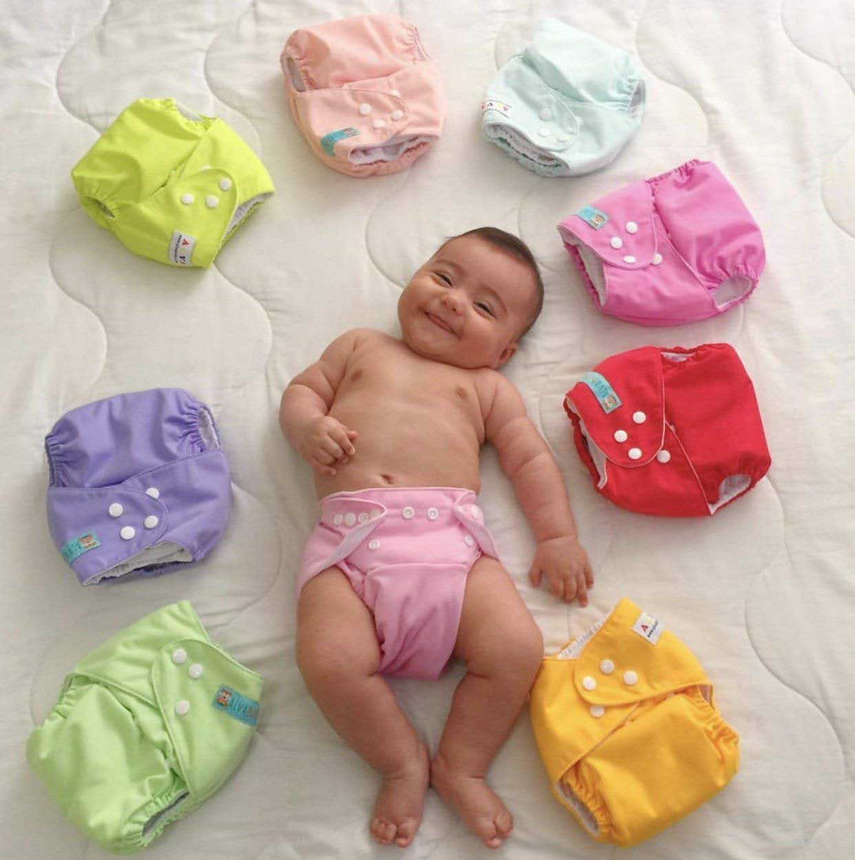 ALVABABY Baby Cloth Diapers 6 Pack with 12 Inserts Adjustable Washable and Reusable Pocket Diapers for Baby Girls 6BM88 