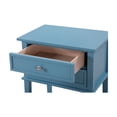 thumbnail image 4 of Homestock Neo-Classical Nostalgia Nightstand with Shelf - Dovetailed Drawers for Bedroom Storage, Stylish Nickel Hardware, Floor Mountable-Color:Teal, 4 of 7