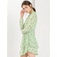 thumbnail image 4 of Mini Vestido De Gasa Con Capas De Cuello Con Lazo En La Cintura Con Estampado Floral Para Mujer Verde M, 4 of 6
