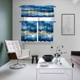 thumbnail image 5 of Abstract Watercolor Art Kitchen Curtains Valances and Tiers Set of 3 Gold Blue Waves Graffiti Art Tier Curtains and Valance with Rod Pocket for Small Windows, 27.5"x36", 5 of 9