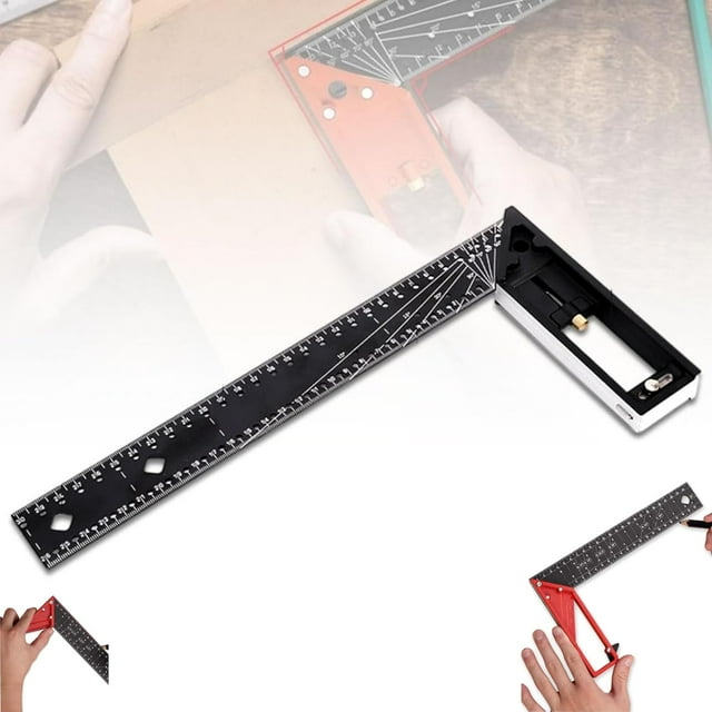 PinesC Multi-Angle Measuring Ruler,2024 New Multi-Angle Measuring Ruler, Universal Combination Angle, 45/90 Degree Multifunctional Gauge Right Angle Ruler for Precise Measuring, Drawing (Black)