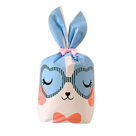 50PCS Home Decoration Bunny Ear Storage Pocket Snack Decoration Rabbit Cookie Bags Easter Candy Bags Biscuit Package Easter Rabbit E