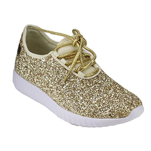 Forever Link - Forever Link Women's Remy-18 Glitter Sneakers Fashion Sneakers for Women Gold (5.