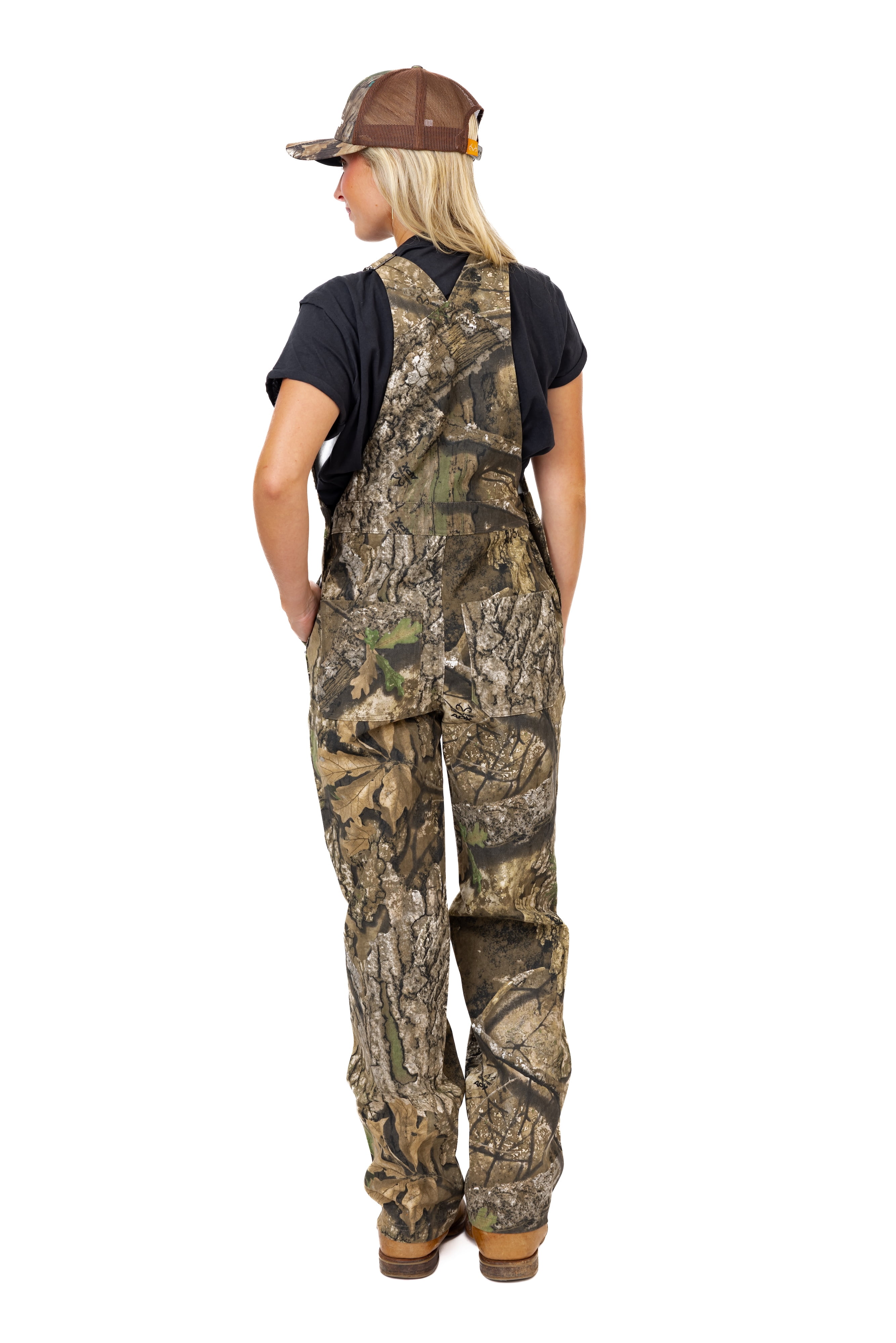 Realtree Women's Camo Hunting Cotton Bib Overalls, All-season Uninsulated Camouflage Bib Overalls for Outdoor Activities