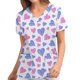 thumbnail image 1 of Blusa de manga corta con cuello en V para mujer, uniforme con bolsillos estampados para el Día de San Valentín Pompotops hkajfhjk459730, 1 of 3