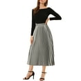 thumbnail image 3 of INSPIRE CHIC Women's Skirts Metallic Elastic Waist Midi Pleated Party Skirt M Silver Grey, 3 of 9