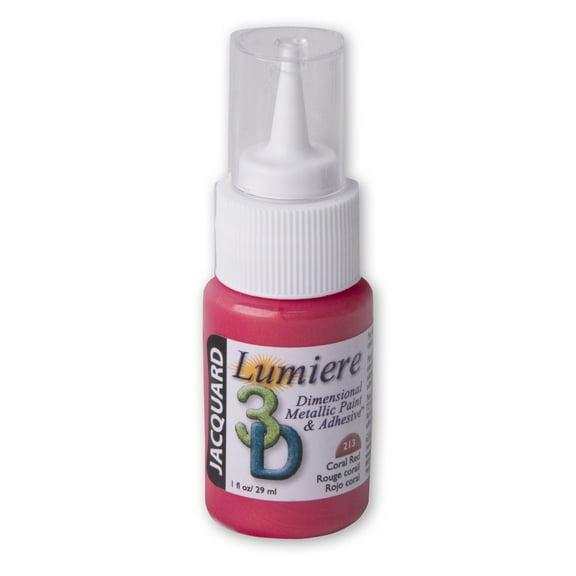 Jacquard Lumiere 3D Adhesive & Dimensional Paint, 1 oz., Coral Red