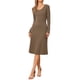 thumbnail image 1 of Vestido de punto acanalado INSPIRE CHIC para mujer, vestido de suéter midi de manga larga y cuello redondo, tamaño S, color marrón, 1 of 6