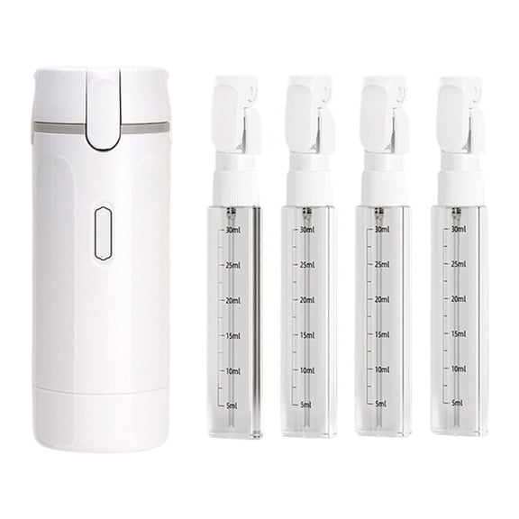 4-in-1 Travel Dispenser Bottle Leak-Proof Refillable Toiletry Container with Scale for Shampoo Lotion Gym Airplane White