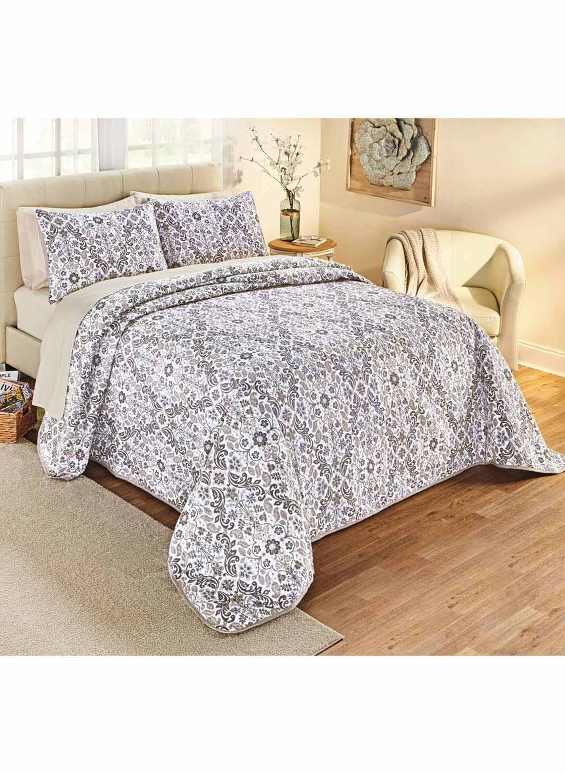 Floral Design Bedspread Set Queen