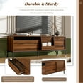 thumbnail image 4 of 70.8" Modern TV Stand for TVs up to 75 Inches, Mid Century Media Console with Sliding Doors, Adjustable Shelves, Metal Frame and Cable Management, Entertainment Center for Living Room, Brown, 4 of 10