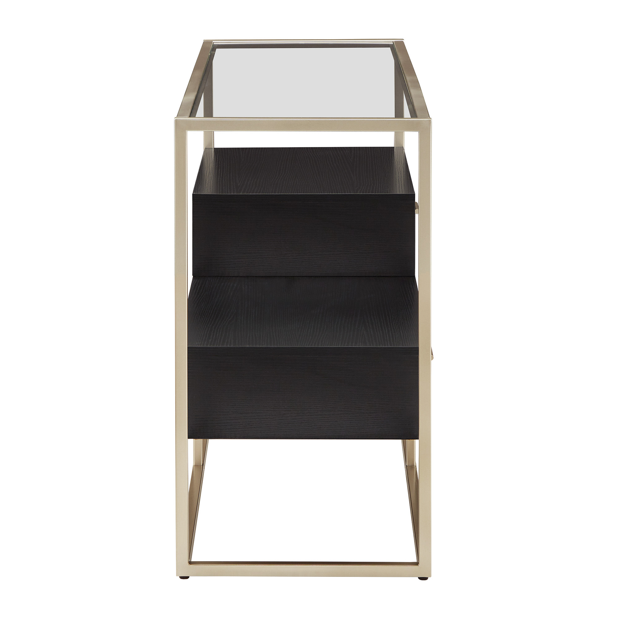 Weston Home Cava Metal and Wood Rectangular Console Table with Storage, Champagne Silver Finish