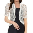 thumbnail image 3 of jiaxiM Lightweight Cardigans for Women Lace Cropped Jacket Open Front Short Sleeve Bolero Shrug Summer Cardigans, 3 of 7