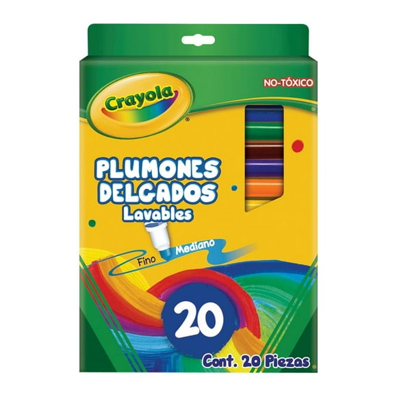 Plumones delgados Crayola lavables 20 pzas