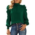 thumbnail image 2 of Camisa de manga farol cuello alto manga larga suave elegante casual para fiesta para mujer ANGGREK Otros, 2 of 6