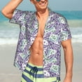 thumbnail image 4 of Uemuo Lavender Flowers Printed Regular Fit Short Sleeve Casual Hawaiian Shirt for Men,Aloha shirt,Tropical shirt,Floral print shirt,Vacation Beach shirt-3X-Large, 4 of 9
