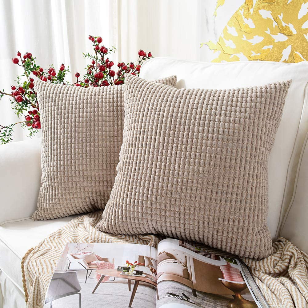 20 x 20 Inch Square Pillowcases for Sofa Couch Bed Car Seat Livingroom Home Decor Orange PiccoCasa 4 Pcs Faux Linen Throw Pillow Covers Decorative Solid Cushion Covers