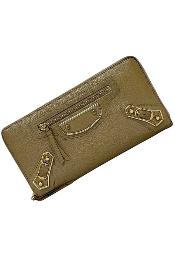 Pre-Owned Balenciaga Round Long Wallet f-24475 Beige Classic 390187 AQ40G 9637... (Good)