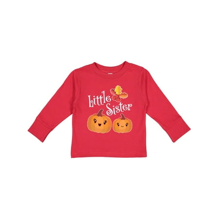 

Inktastic Little Sister Pumpkins with Fall Leaves Gift Toddler Toddler Girl Long Sleeve T-Shirt