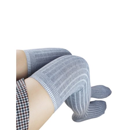 

Douhoow Women Knitted Stockings Solid Color Over Knee Socks Autumn Long Knee Tights