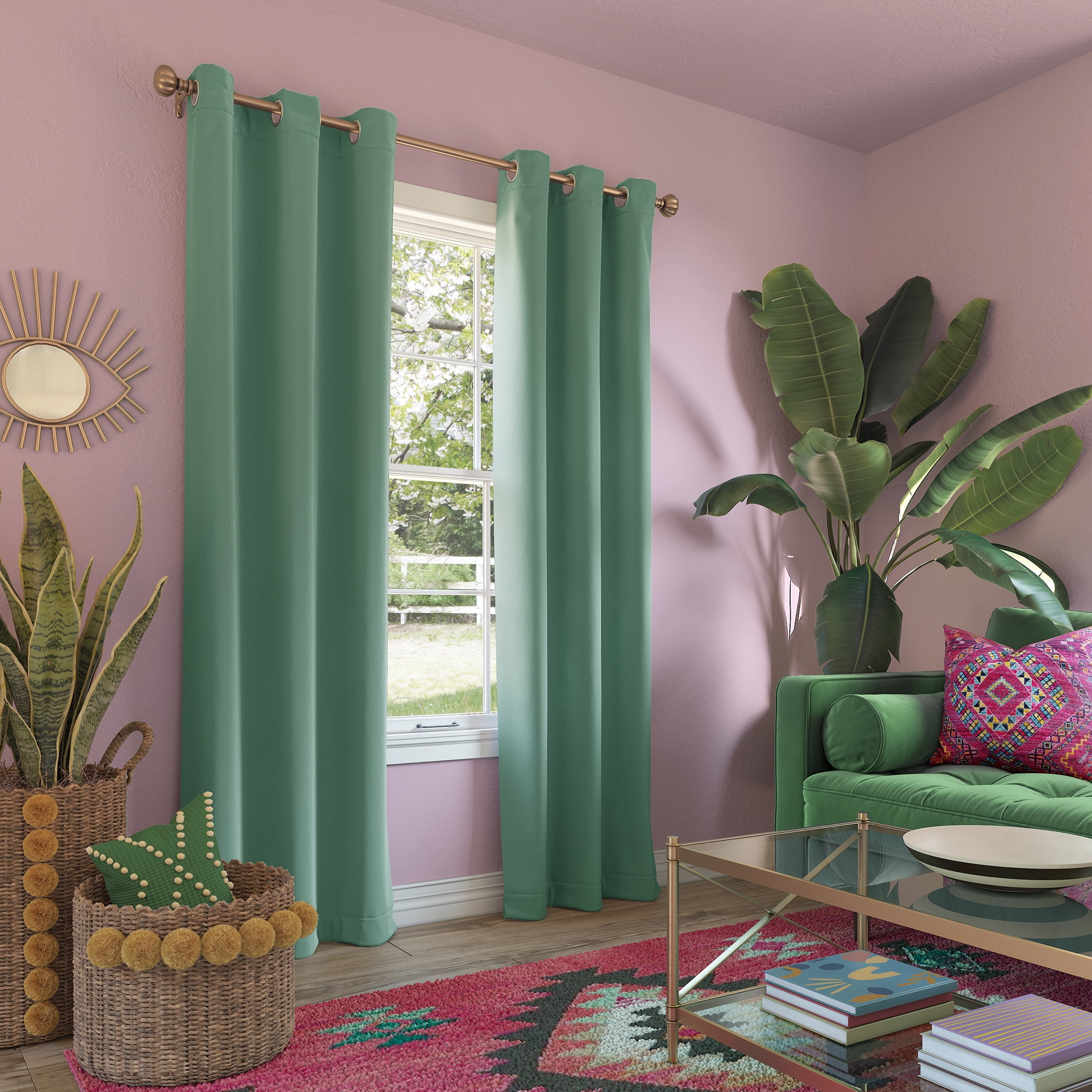 Sun Zero Riley 1-Piece Kids Bedroom Blackout Grommet Curtain Panel, 40"X63", Aqua Blue