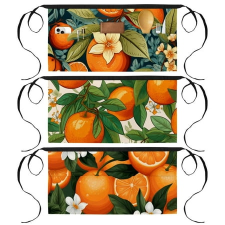 

Tangerine Canvas Garden Apron with 3 Pockets Printed Half Apron